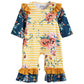 Ochre and Cobalt Floral Ruffle Romper