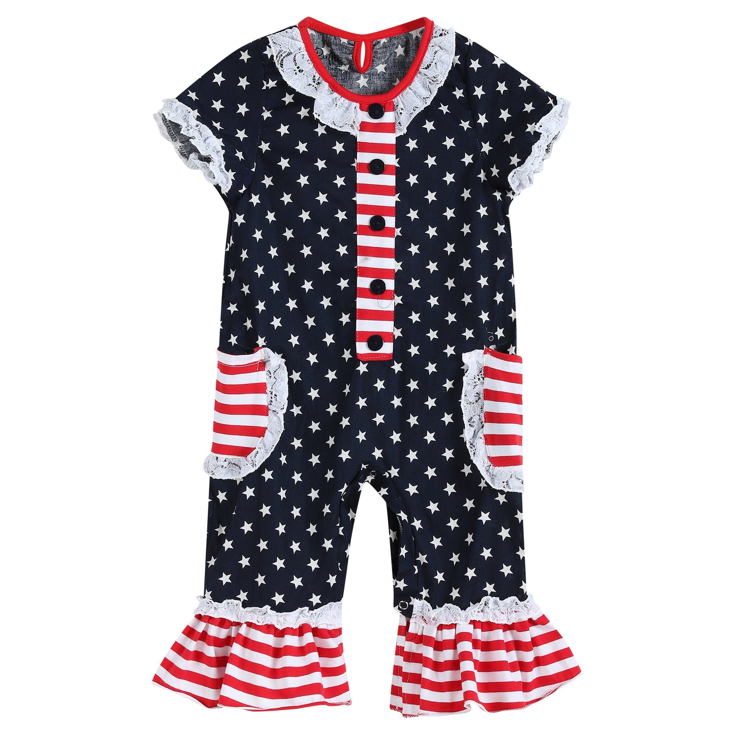 Americana Long-all Ruffle Romper