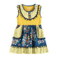 Mustard & Cobalt Floral Pom-Pom Dress